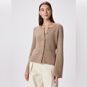 Quince Mongolian Cashmere Structured Cardigan Oatmeal M